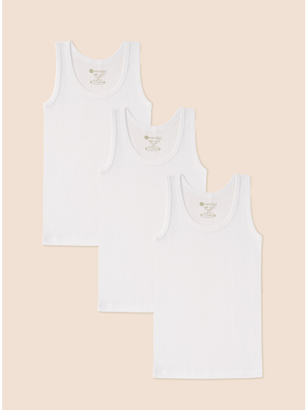 Beyaz Erkek Çocuk Atlet Organik Pamuk Kaşkorse 6'lı Paket Atlet 2003-6-1