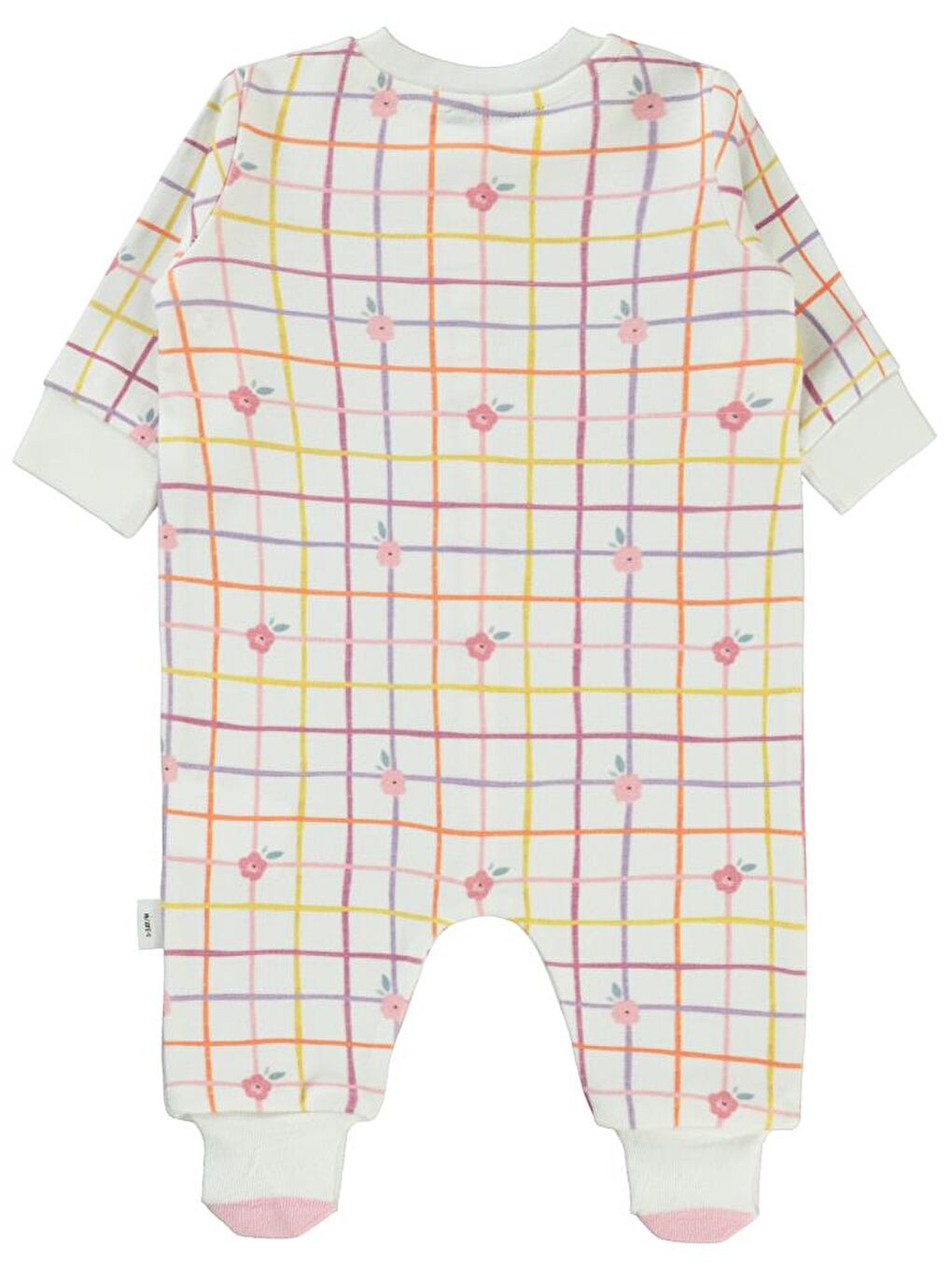 Baby Kareli Çiçek Baskılı 1-6 Ay Tulum - Ekru 3-6 Ay-2