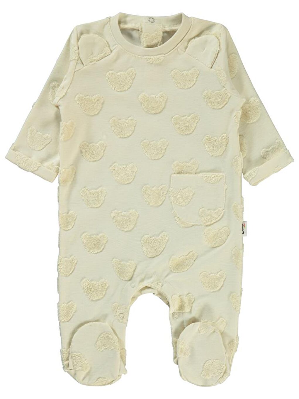 Baby Kabartmalı Ayıcık Baskılı 1-6 Ay Tulum - Bej 1-3 Ay