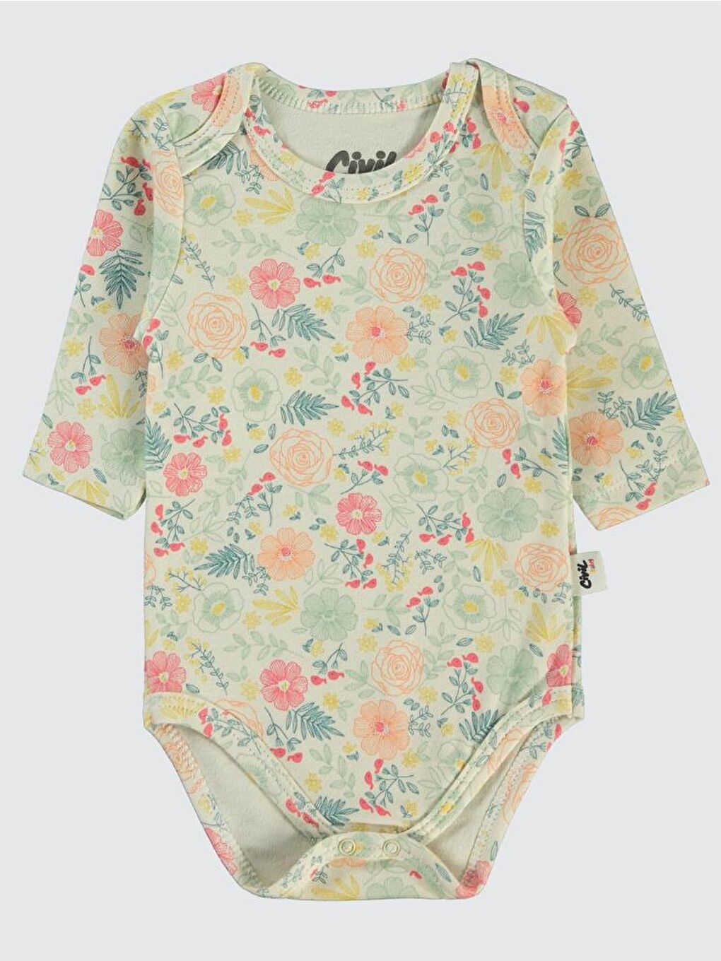 Baby Natural Flowers Baskılı 3-18 Çıtçıtlı Badi - Pembe 18-24 Ay