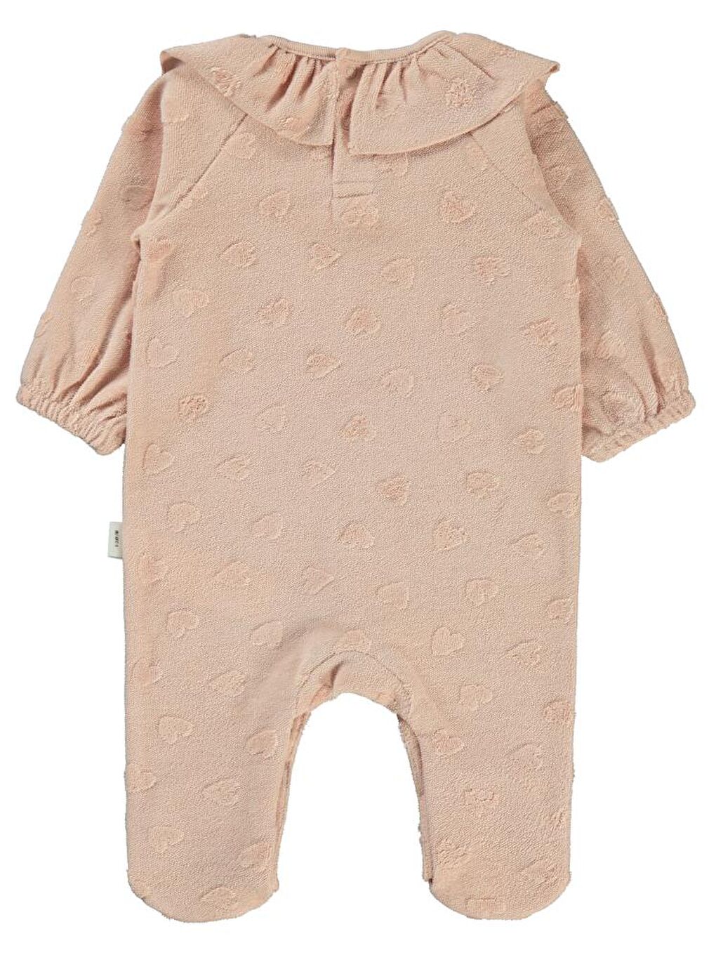 Pembe Baby Kalp Jakarlı Patikli 1-6 Ay Tulum - Pudra 3-6 Ay-1
