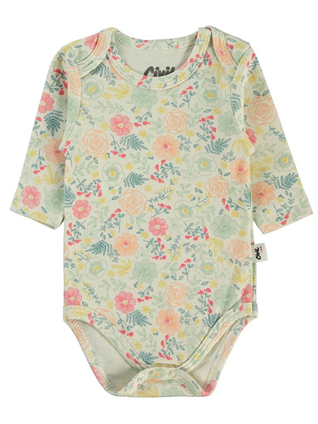 Baby Natural Flowers Baskılı 3-18 Çıtçıtlı Badi - Pembe 18-24 Ay-3