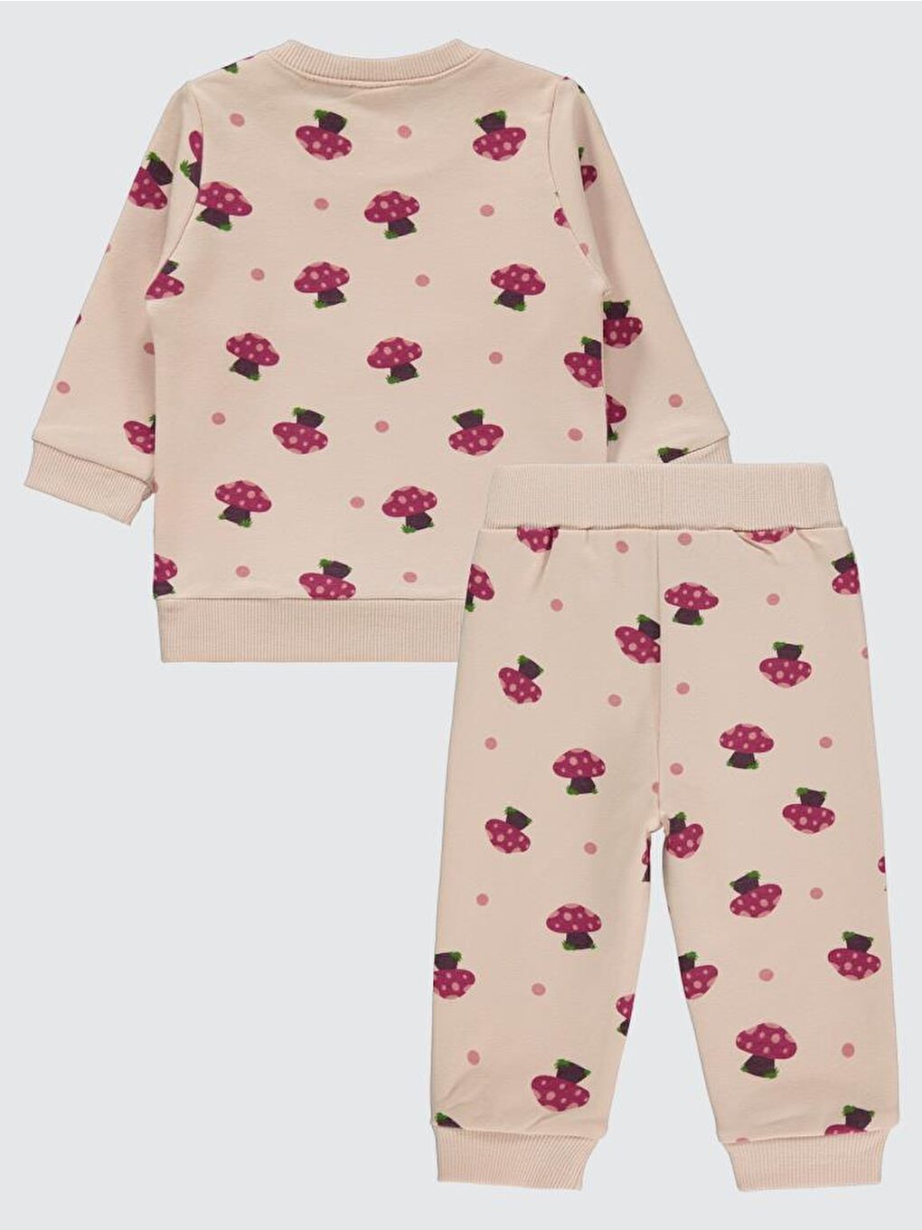 Pembe Baby Mantar Empirme 6-18 Ay Takım - Pudra 9-12 Ay