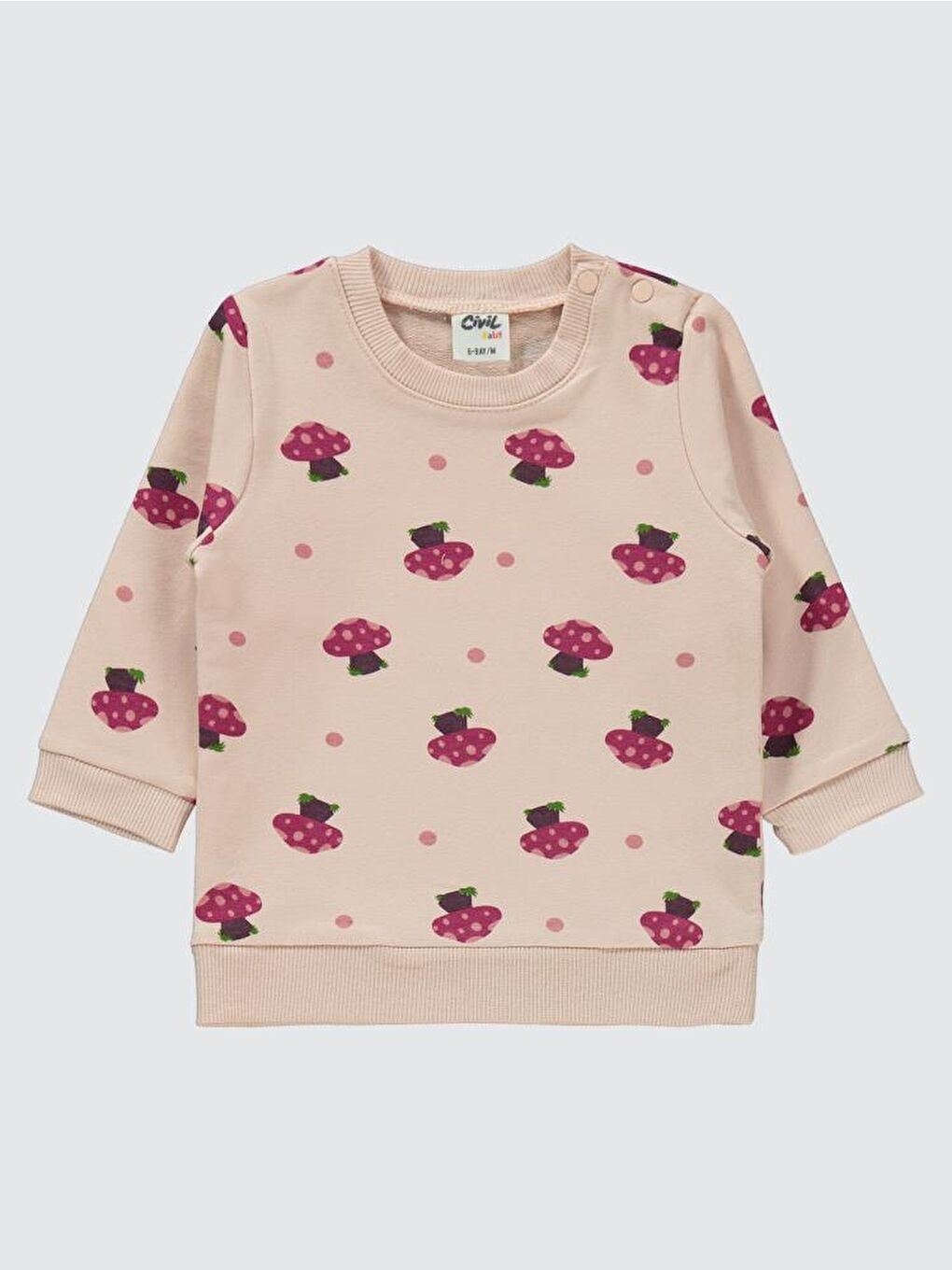 Pembe Baby Mantar Empirme 6-18 Ay Takım - Pudra 9-12 Ay-1