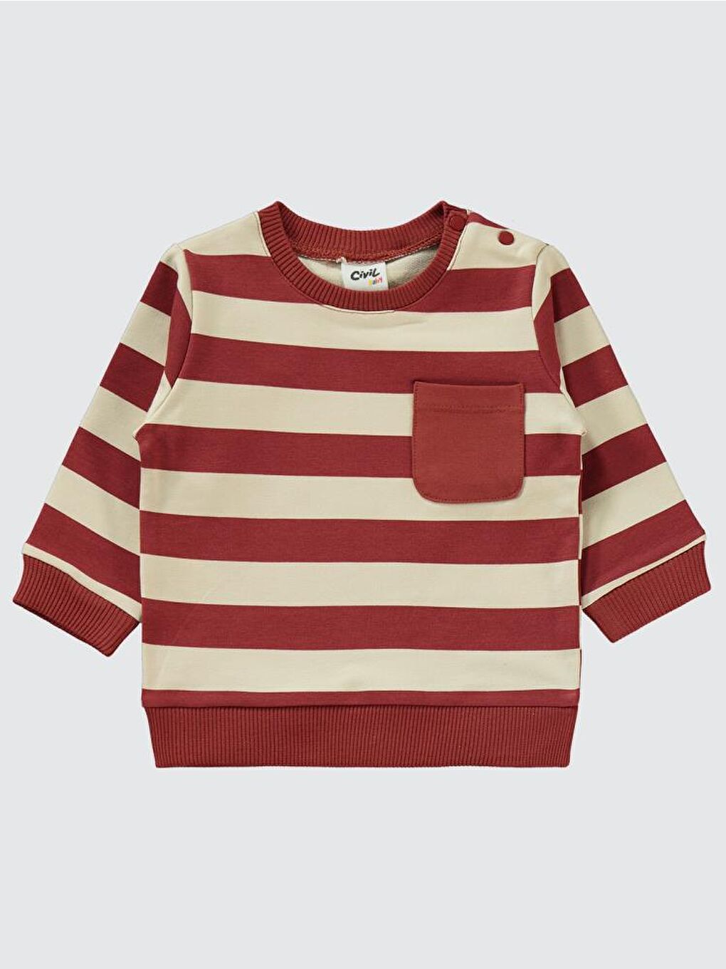 Kahverengi Baby Çizgi Emprime Cepli 6-18 Ay Takım - Turuncu 6-9 Ay-2