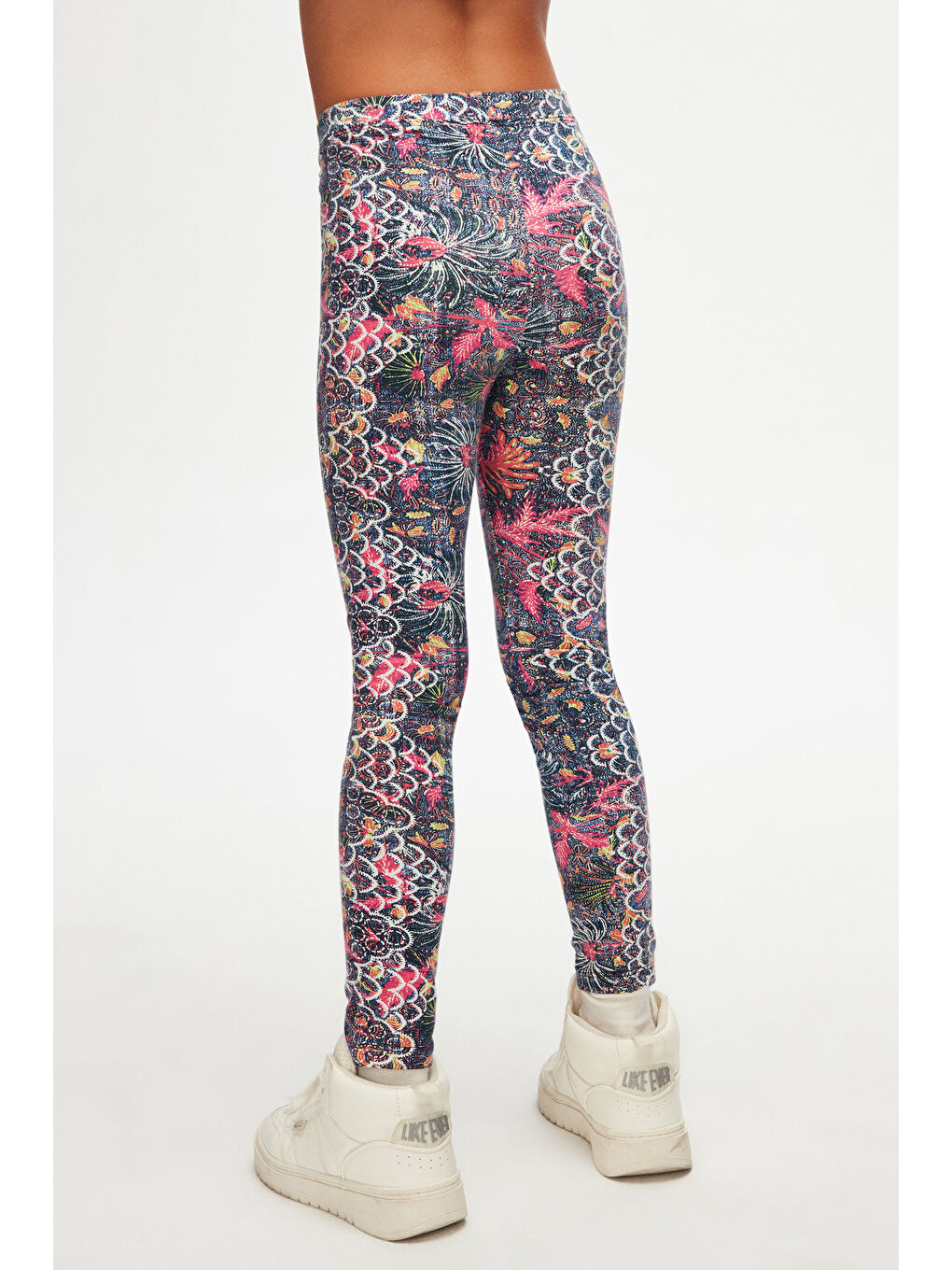 Karışık Kız Çocuk Fuşya Yaprak Desen Hafif Şardonlu Kışlık Tayt-3