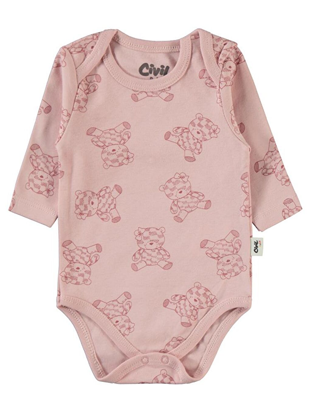 Baby Cute Bear Baskılı 3-18 Çıtçıtlı Badi - Bordo 3-6 Ay-3