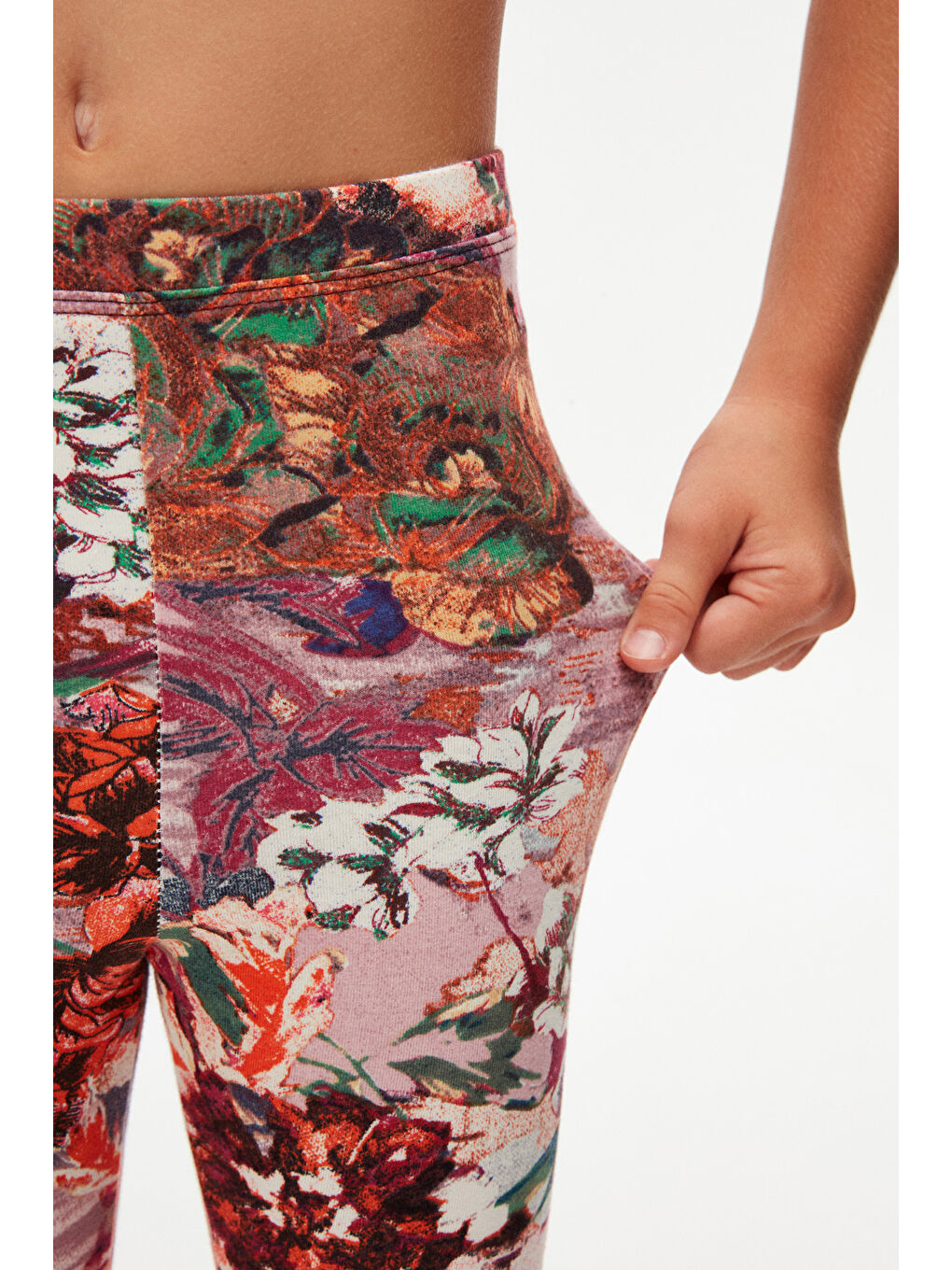 Kız Çocuk Karışık Gül Desen Hafif Şardonlu Kışlık Tayt-2