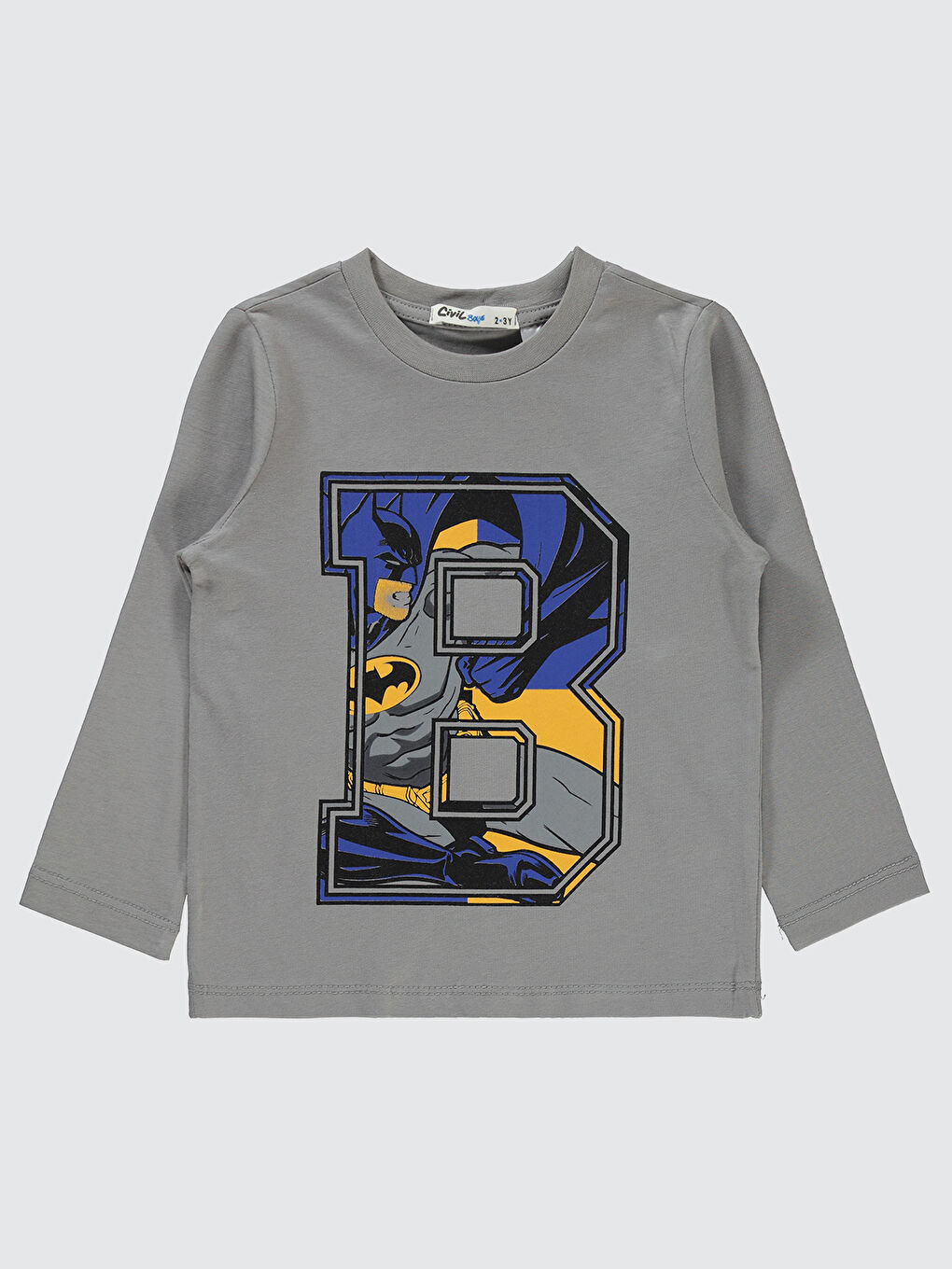 Batman Baskısı Erkek Çocuk Sweatshirt 2-5 Yaş Gri