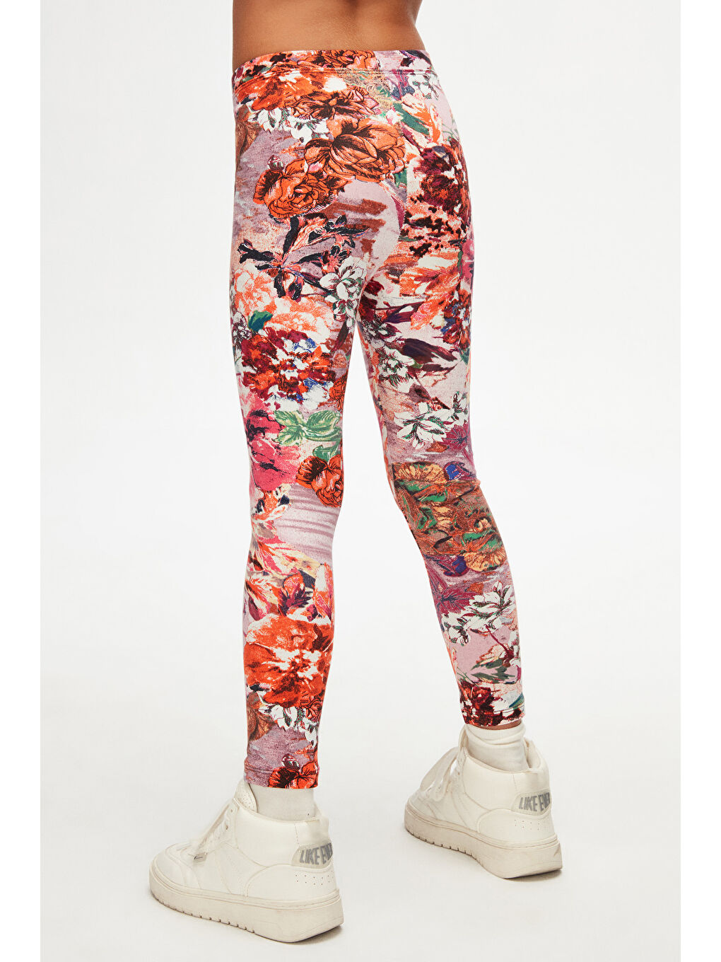 Kız Çocuk Karışık Gül Desen Hafif Şardonlu Kışlık Tayt-3