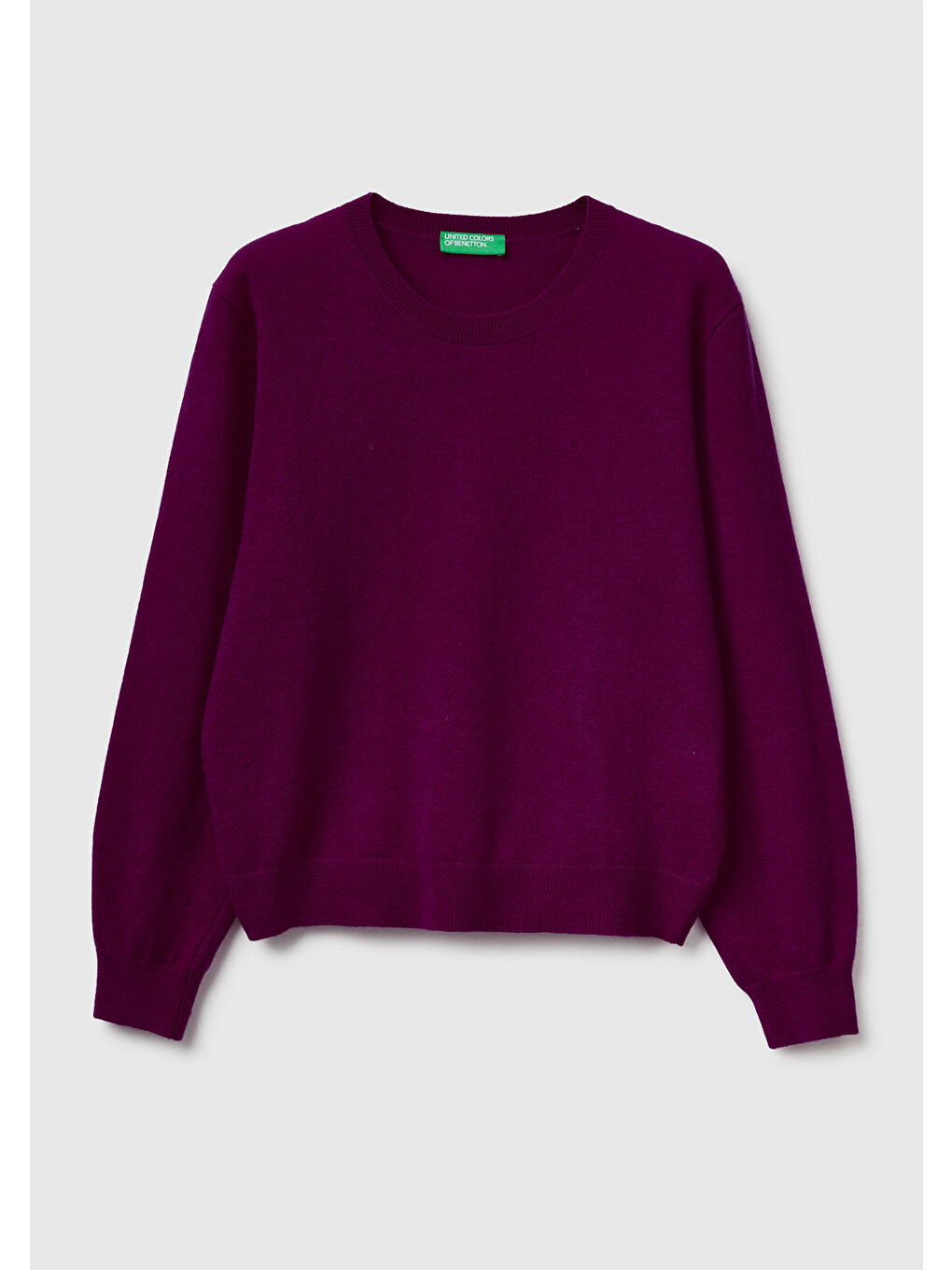 Kadın Mürdüm %100 Merino Ribana Detaylı Bisiklet Yaka Kazak-1