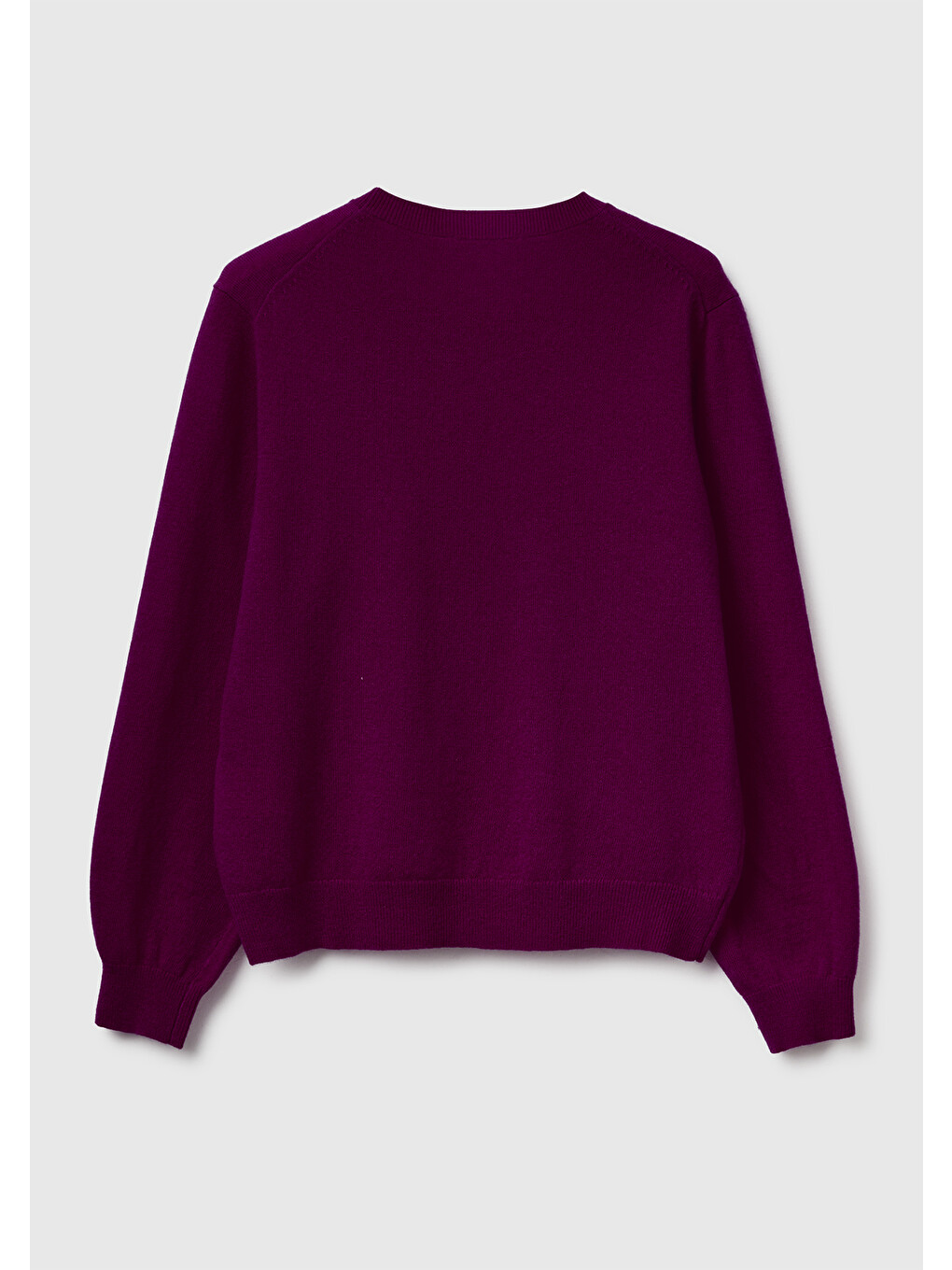 Kadın Mürdüm %100 Merino Ribana Detaylı Bisiklet Yaka Kazak-3