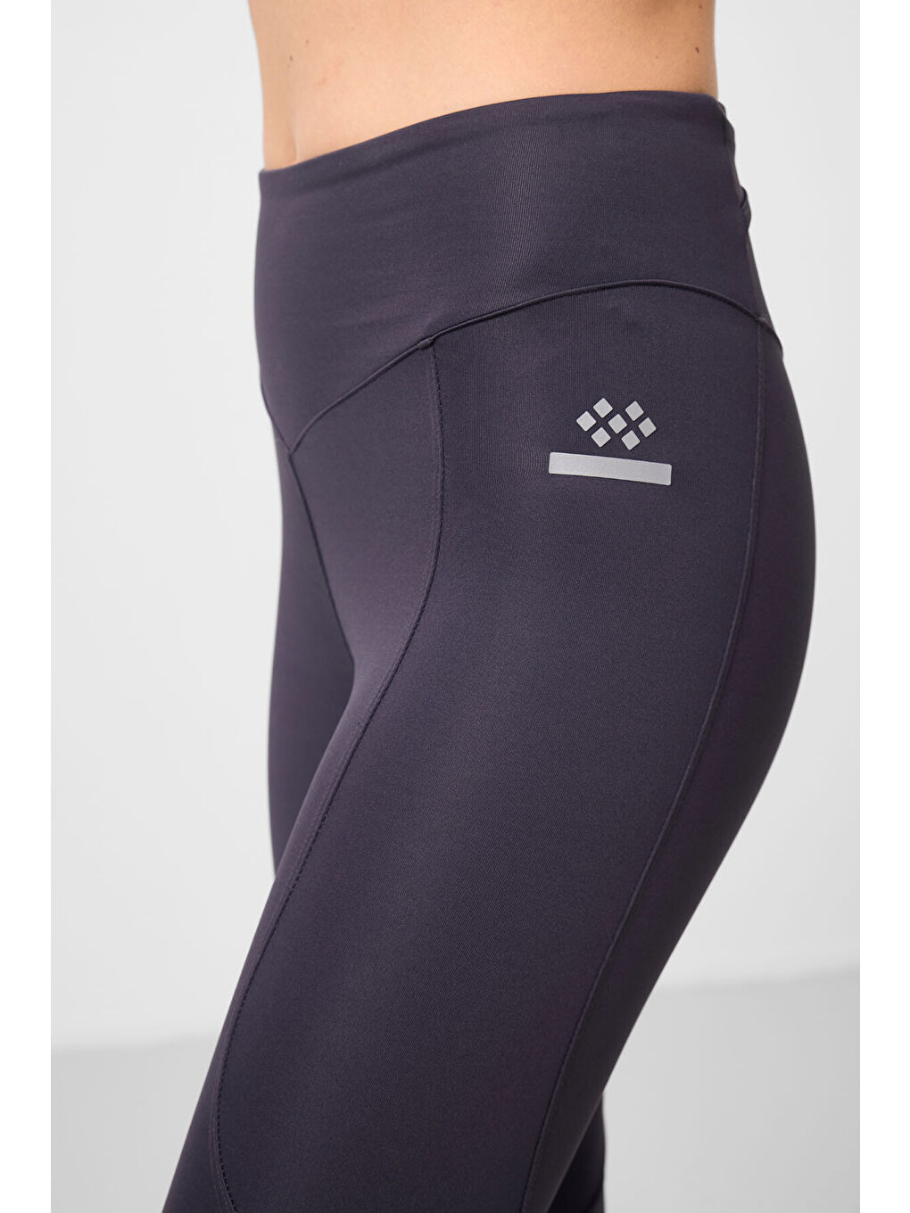 Antrasit Polyester Standart Fit Esnek Performans Kadın Tayt - 94666-2