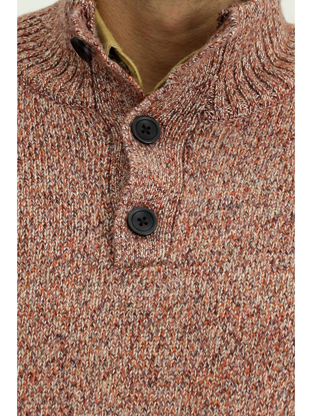 Kahverengi Bato Yaka Regular Fit Desenli Alpaka Yünlü Triko Büyük Beden Kazak-4