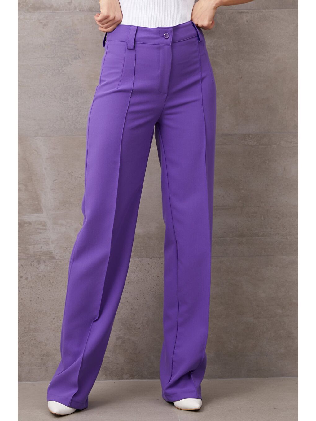 Mor Çimalı Yüksek Bel Pantolon-1