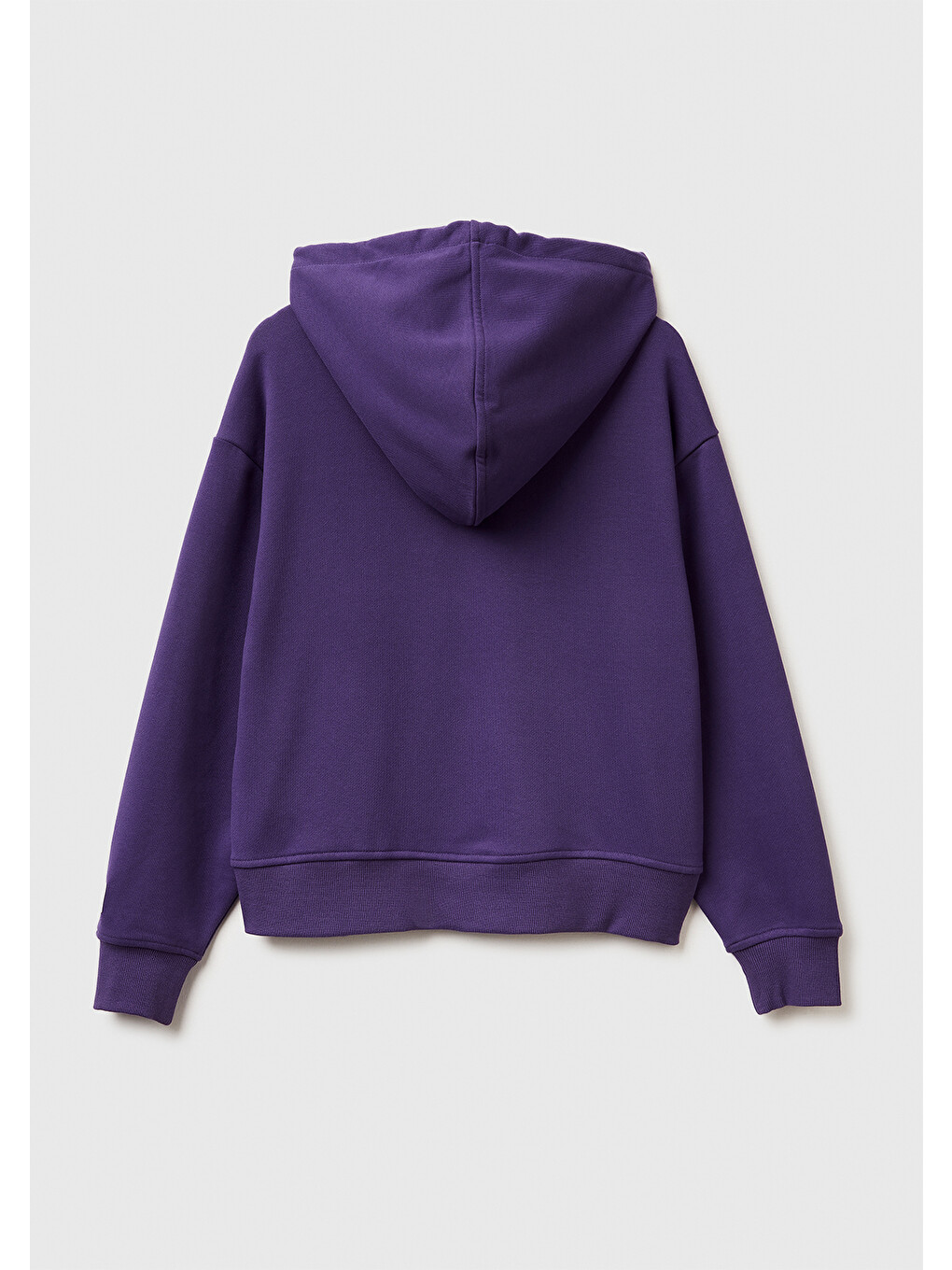 Kadın Mor Pamuk Karışımlı Önü Yazı Baskılı Kapüşonlu Sweatshirt-3