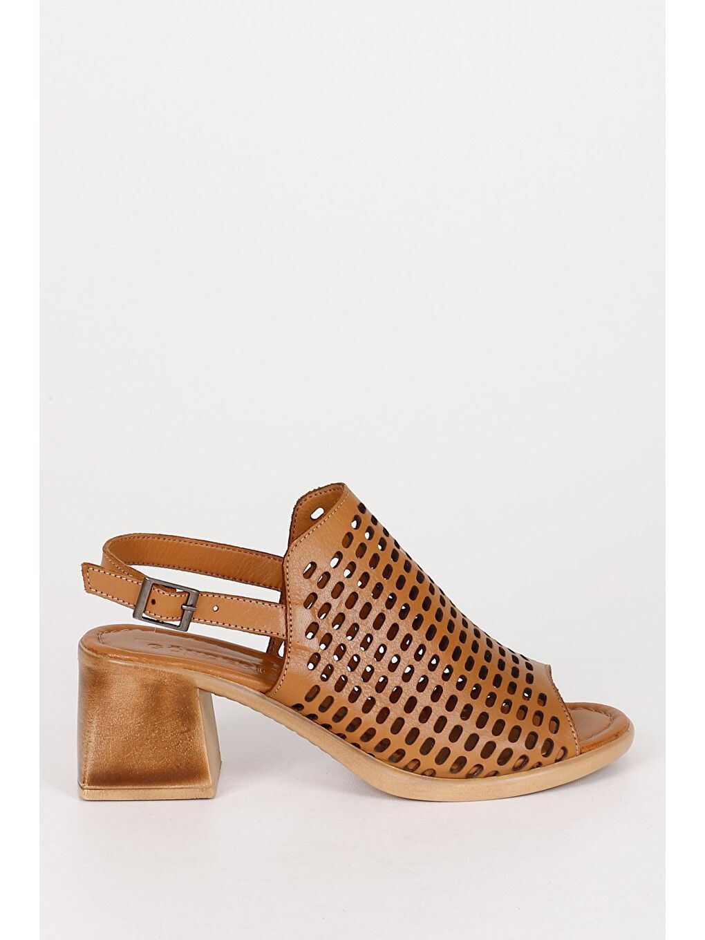 Siyah Gön Hakiki Deri Topuklu Kadın Sandalet 45044-3