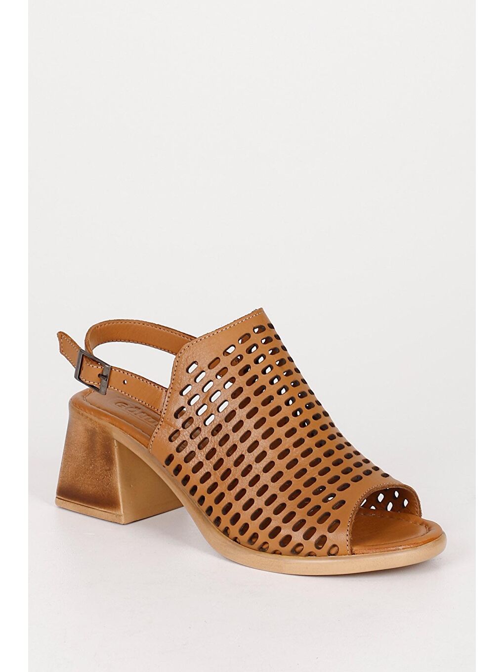 Siyah Gön Hakiki Deri Topuklu Kadın Sandalet 45044-4