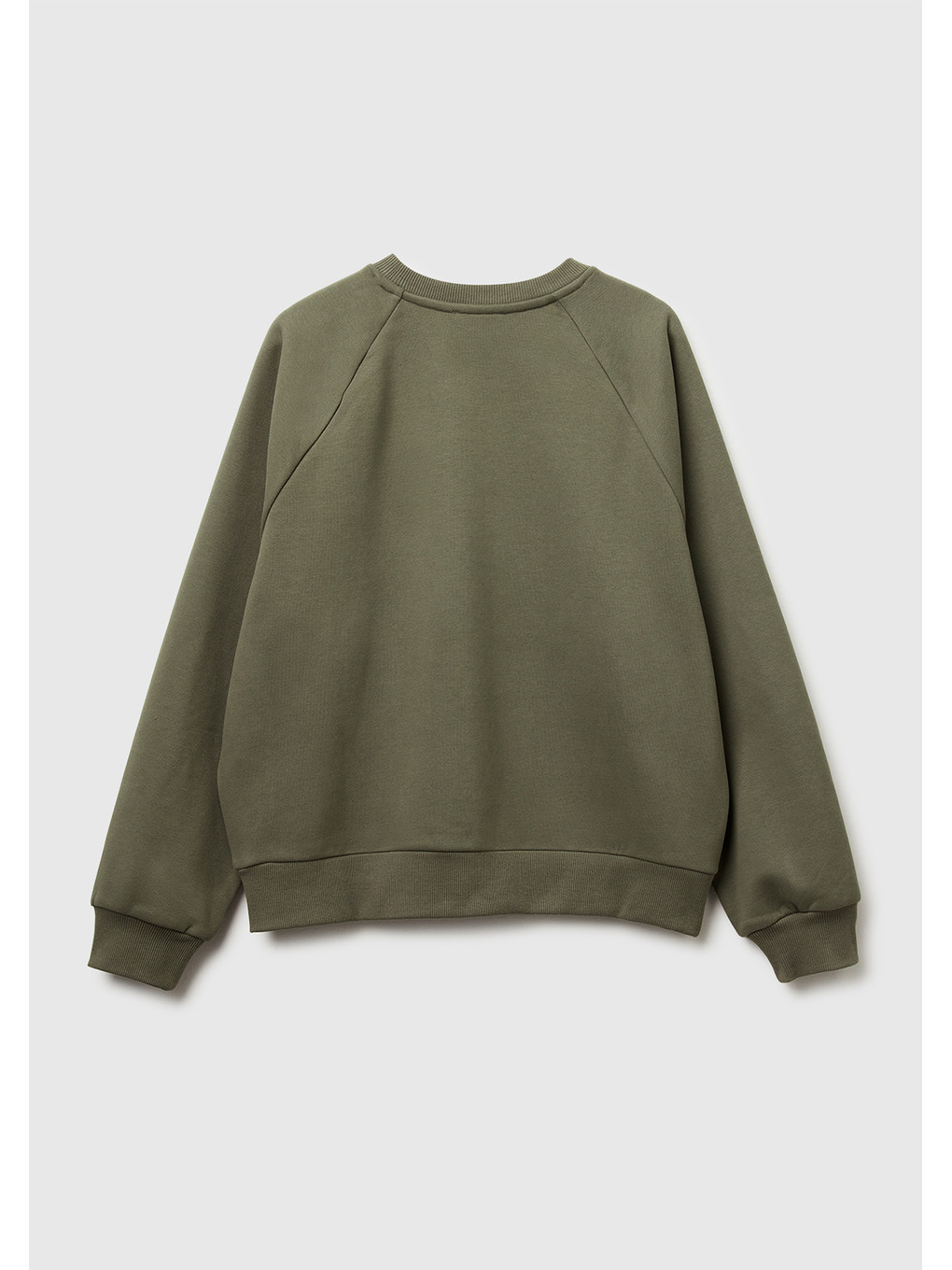 Kadın Haki Pamuk Karışımlı Önü Çiçek Desenli Bisiklet Yaka Sweatshirt-3