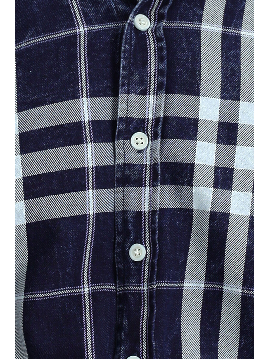 Lacivert Uzun Kol Regular Fit Ekose Spor Düğmeli Yaka Pamuk Gömlek-5