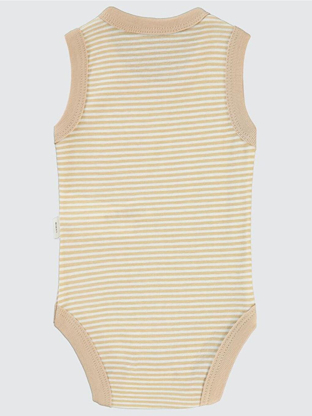 Kahverengi Baby Çizgili Empirme 1-36 Ay Çıtçıtlı Badi - Kahve 24-36 Ay