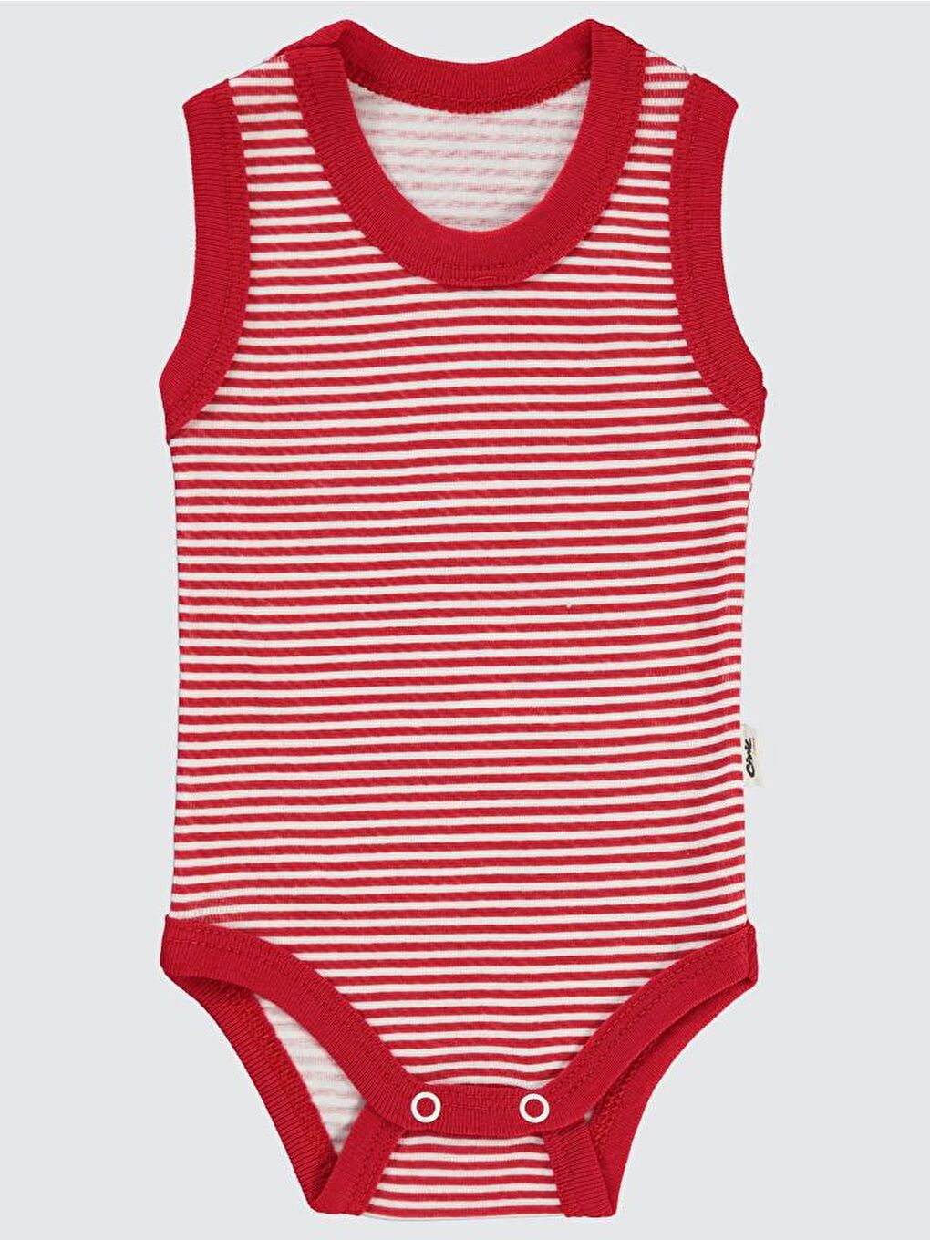 Baby Çizgili Empirme 1-36 Ay Çıtçıtlı Badi - Kırmızı 12-18 Ay