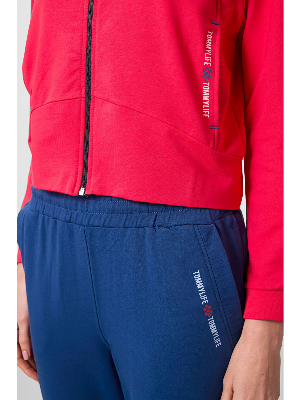 Viva Kırmızı Parlament Kapüşonlu Fermuarlı Oversize Kadın Eşofman Takım   95328-3