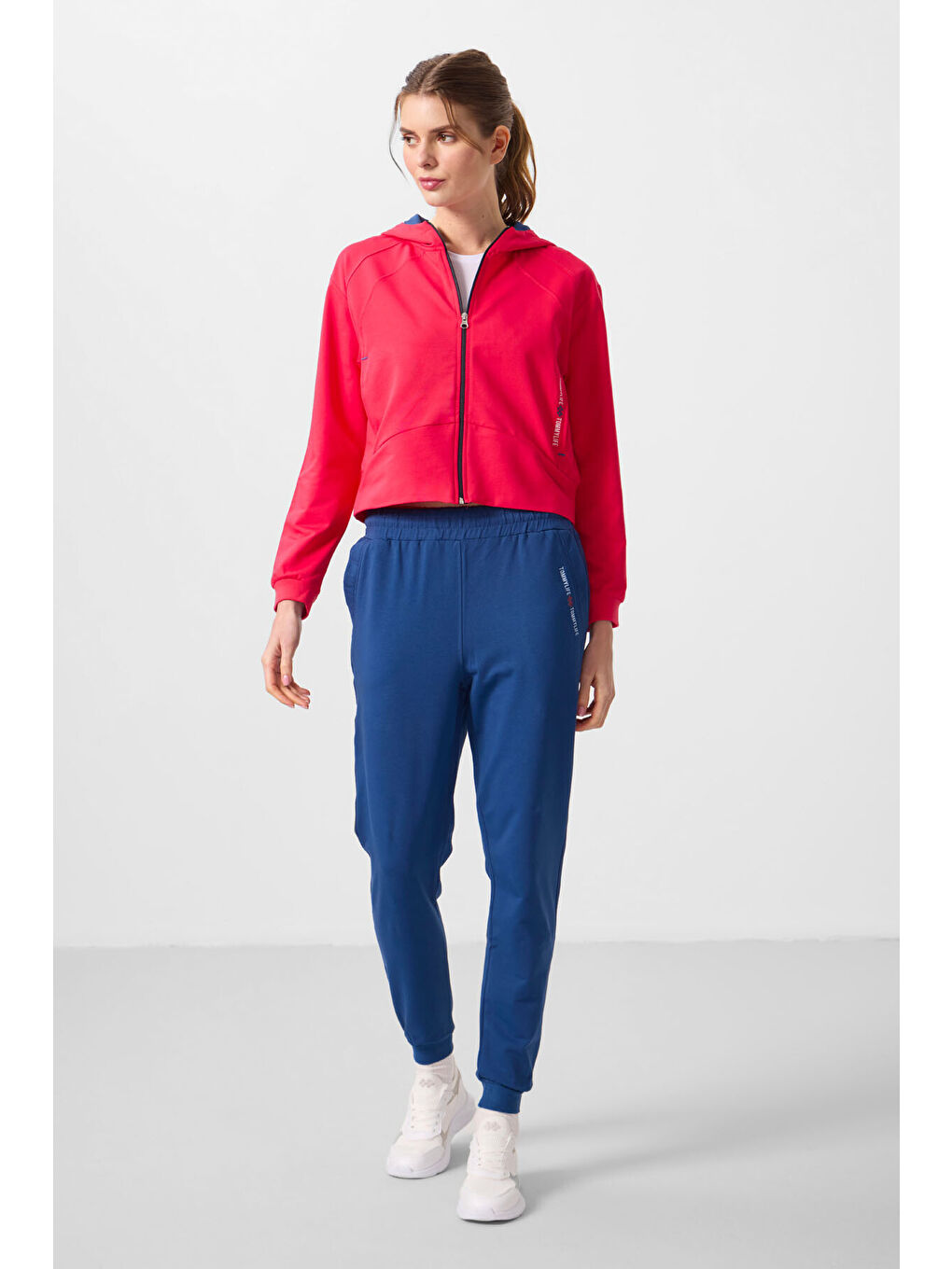 Viva Kırmızı Parlament Kapüşonlu Fermuarlı Oversize Kadın Eşofman Takım   95328-4