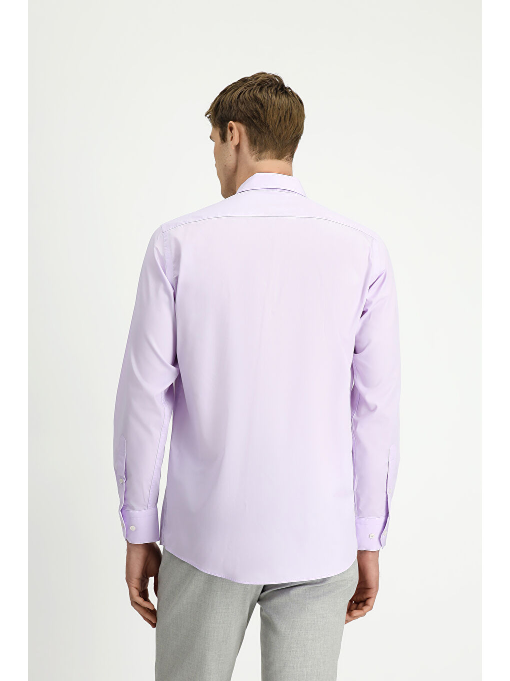 Pembe Uzun Kol Klasik Pamuklu Bambu Gömlek-4