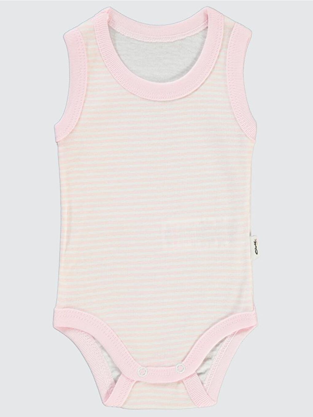 Baby Çizgili Empirme 1-36 Ay Çıtçıtlı Badi - Pembe 24-36 Ay