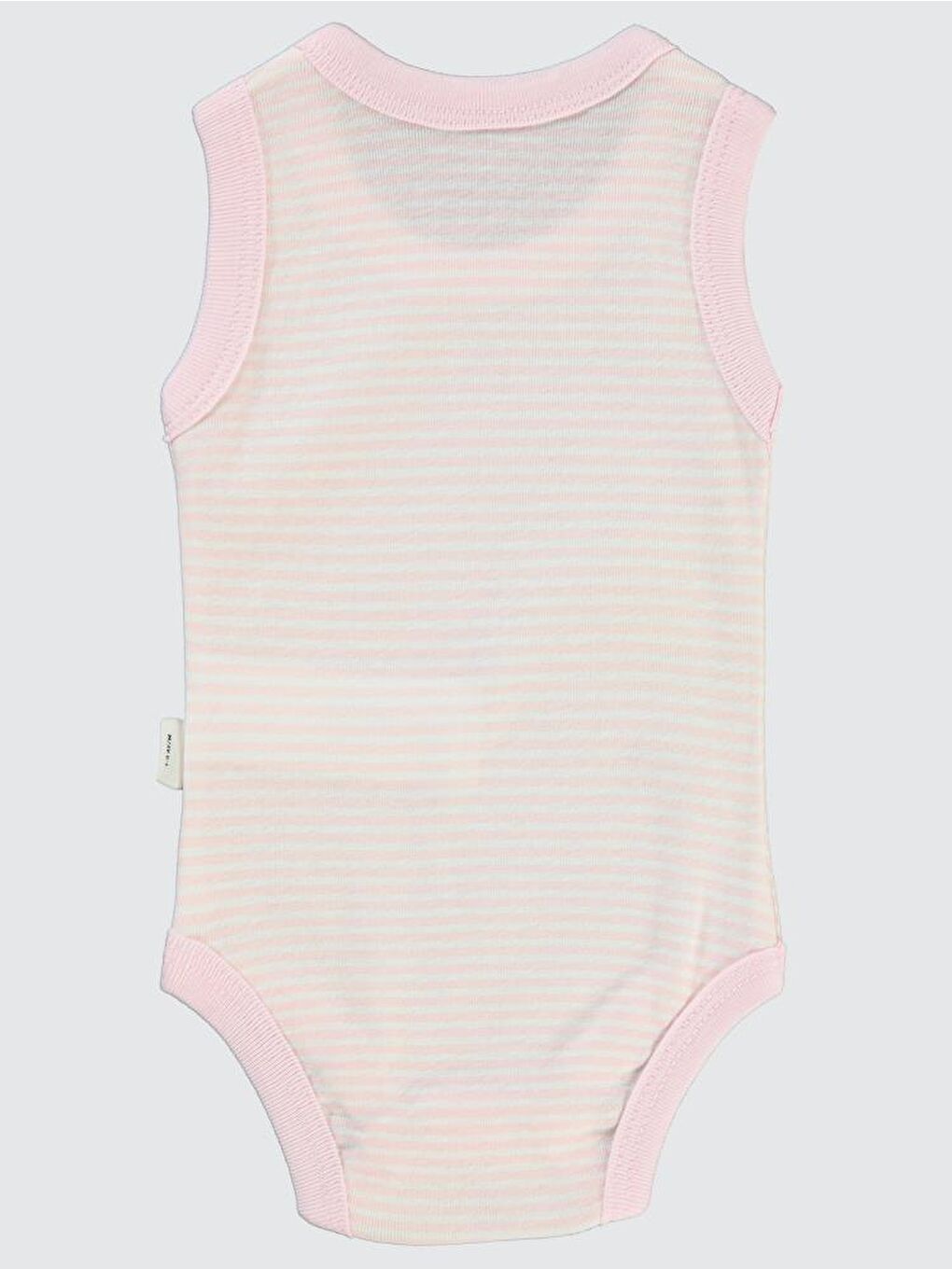 Baby Çizgili Empirme 1-36 Ay Çıtçıtlı Badi - Pembe 24-36 Ay-1