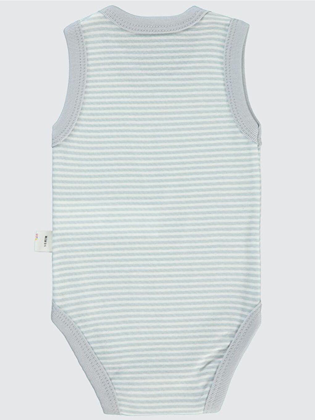 Baby Çizgili Empirme 1-36 Ay Çıtçıtlı Badi - Gri 24-36 Ay-1