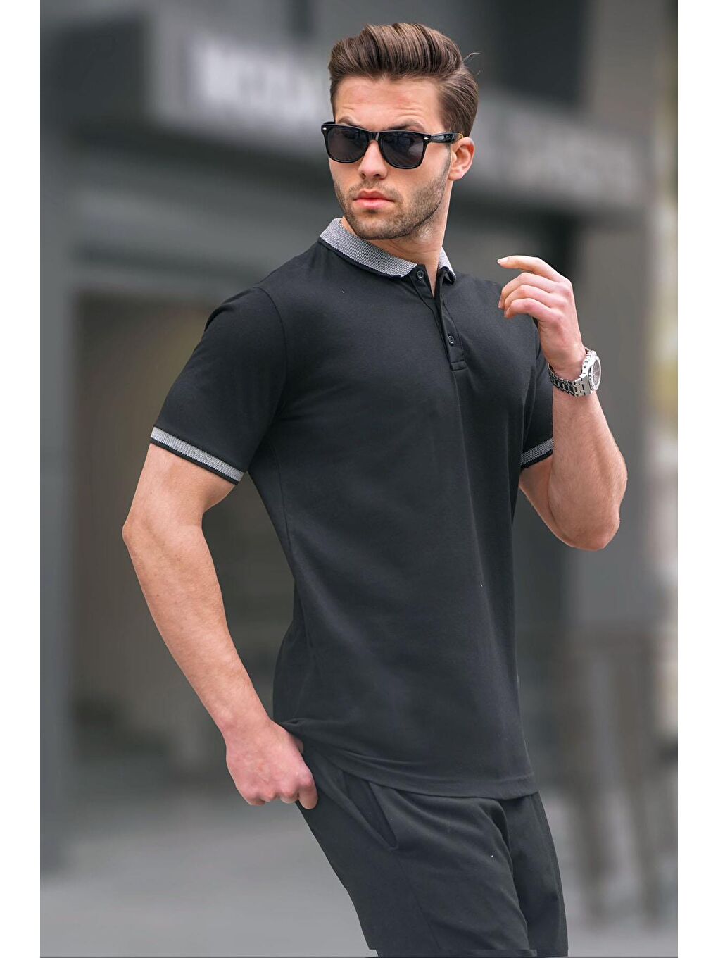 Siyah Regular Fit Erkek Polo Yaka Tişört 6105