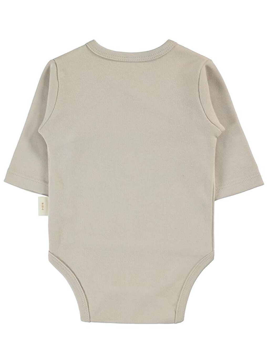 Baby Organik Pamuklu Kruvaze 0-6 Ay Çıtçıtlı Badi - Bej 3-6 Ay-1