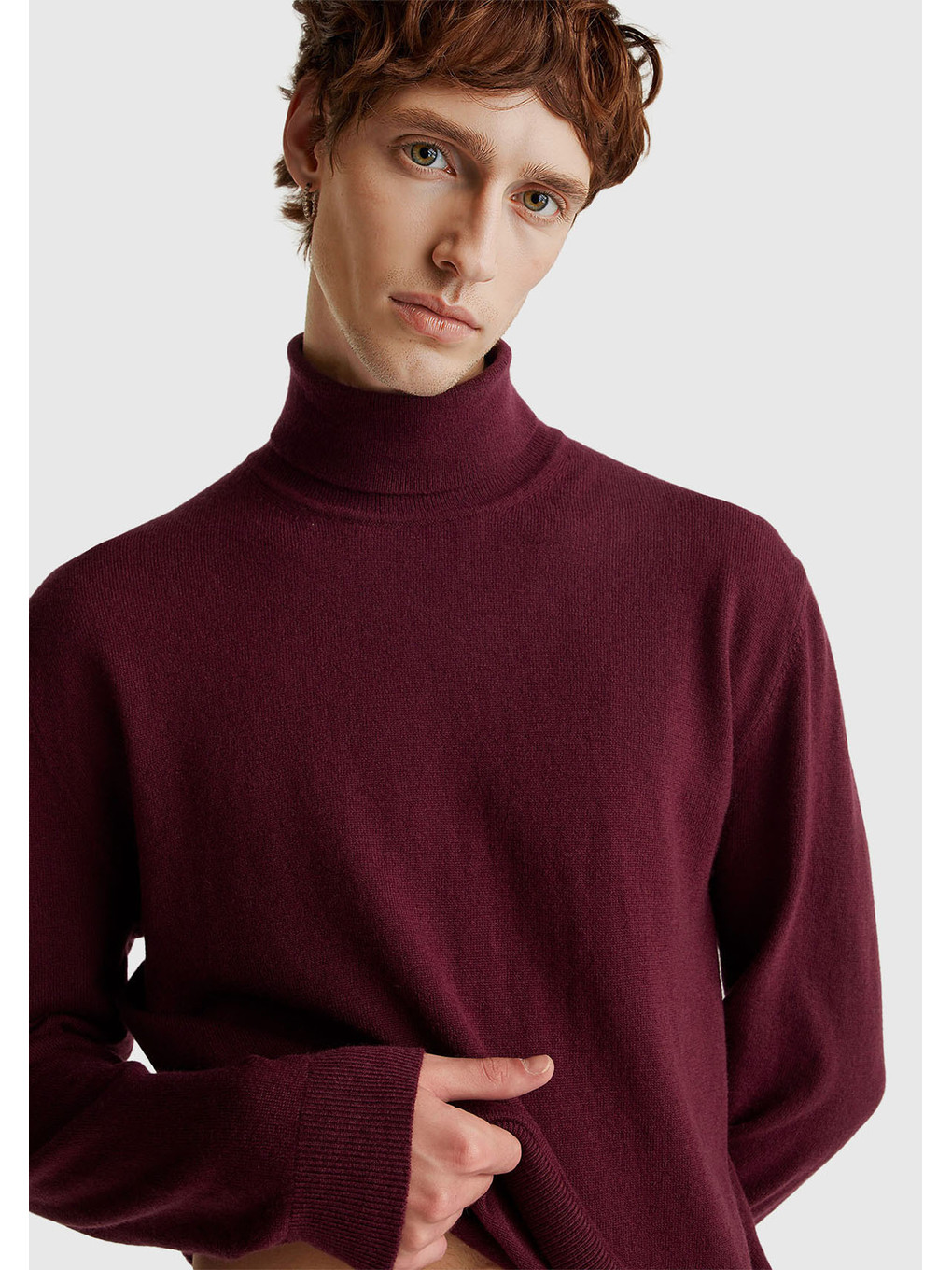Erkek Mürdüm %100 Merino Boğazlı Kazak-5