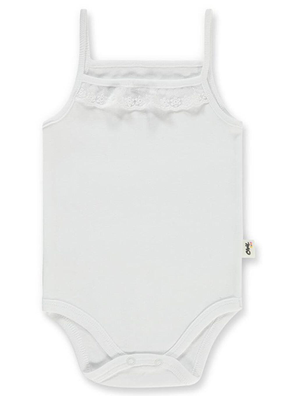 Baby Penye İp Askılı Dantelli 3-9 Ay Kız Çıtçıtlı Badi - Beyaz 9-12 Ay-2