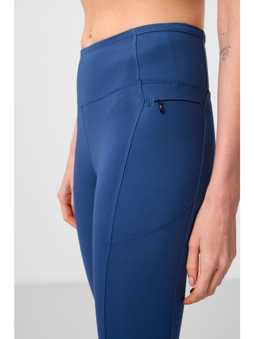 Lacivert Parlament Polyester Esnek Standart Fit Performans Kadın Tayt - 94667