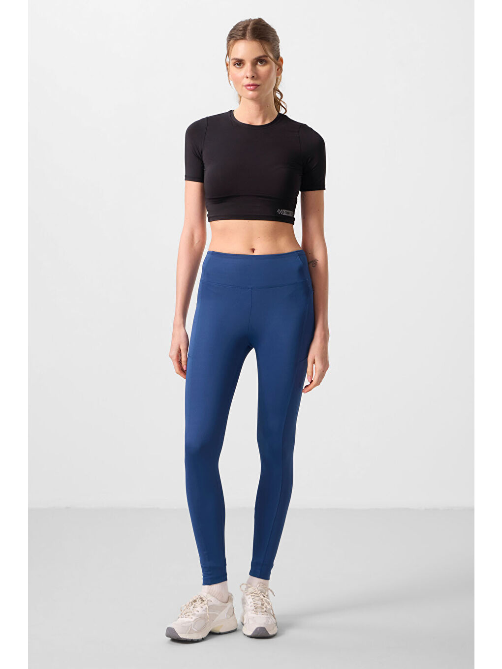 Lacivert Parlament Polyester Esnek Standart Fit Performans Kadın Tayt - 94667-1