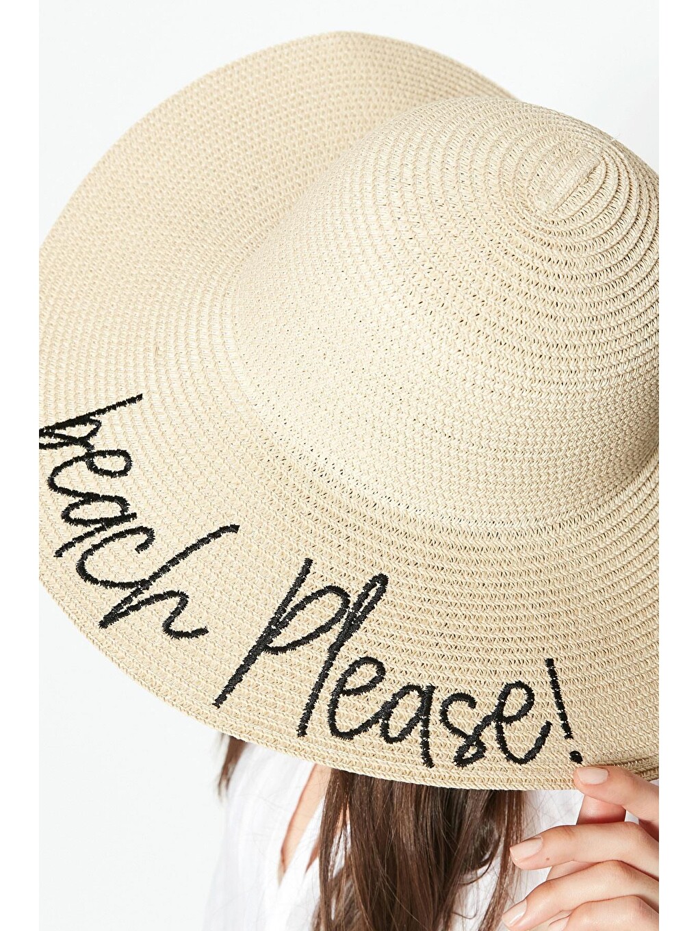 Beach Please Hasır Plaj Şapkası Y8203 Açık Bej-1