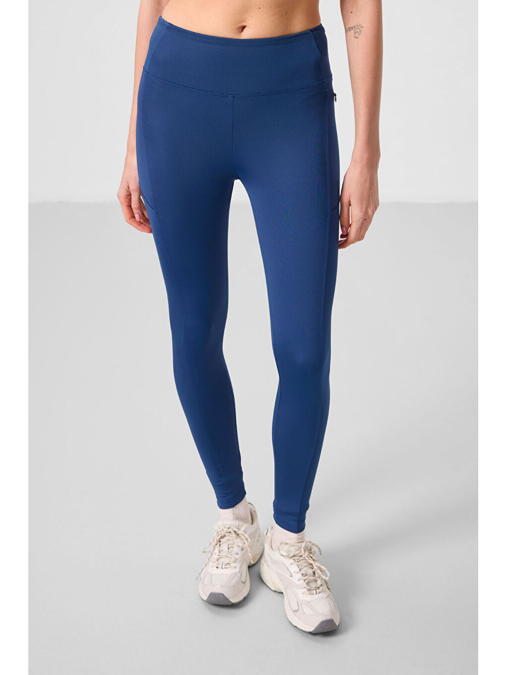 Lacivert Parlament Polyester Esnek Standart Fit Performans Kadın Tayt - 94667-2