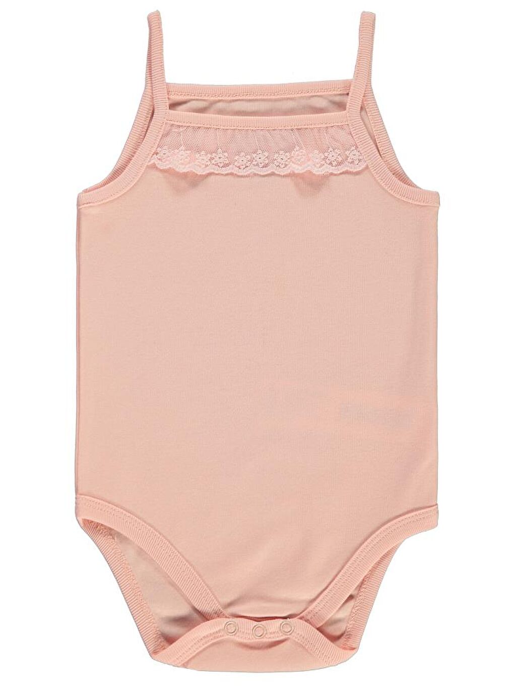 Pembe Baby İp Askılı Dantelli Kız Çıtçıtlı Badi - Pudra 24-36 Ay-1