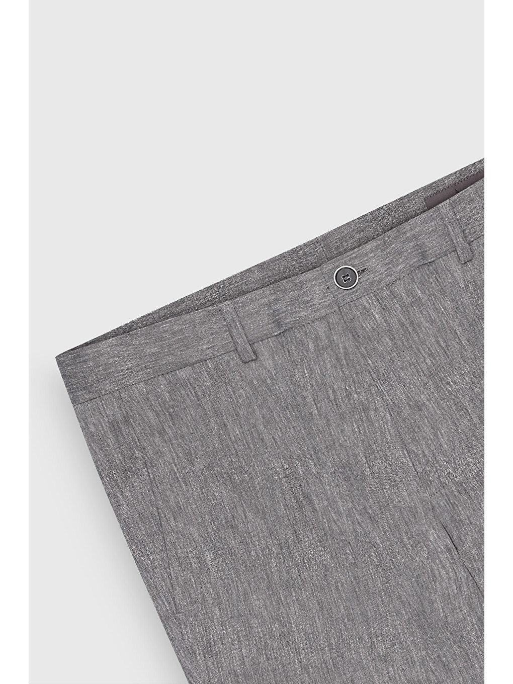 Erkek Gri Slim Fit Dar Kesim Keten Pamuk Yan Cepli Desenli Esnek Pantolon-7
