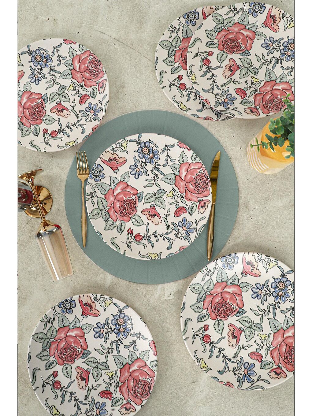 Karışık Manolya Servis Tabağı 25 Cm 6 Adet-1