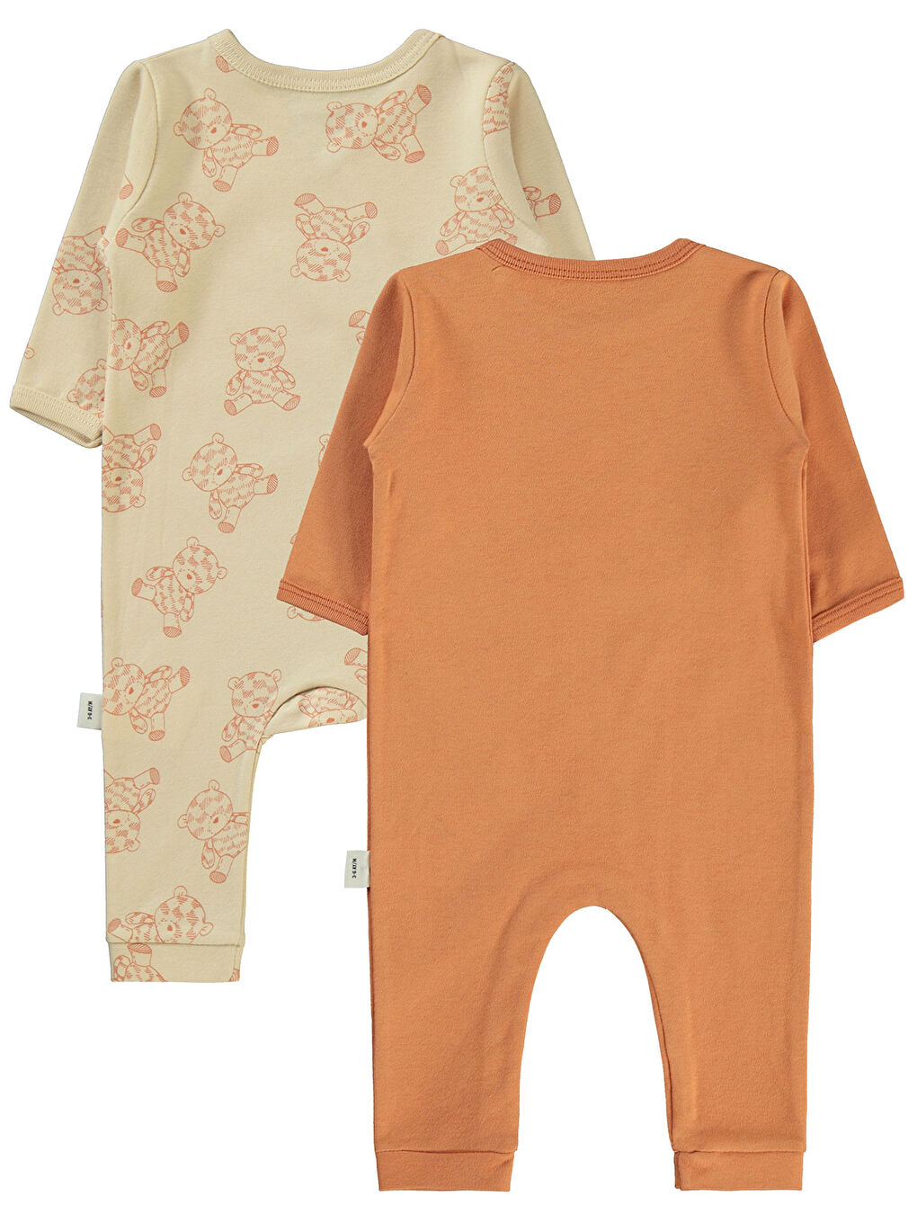 Kahverengi Baby Erkek Bebek 2'li Patiksiz Tulum 3-9 Ay Tarçın-1