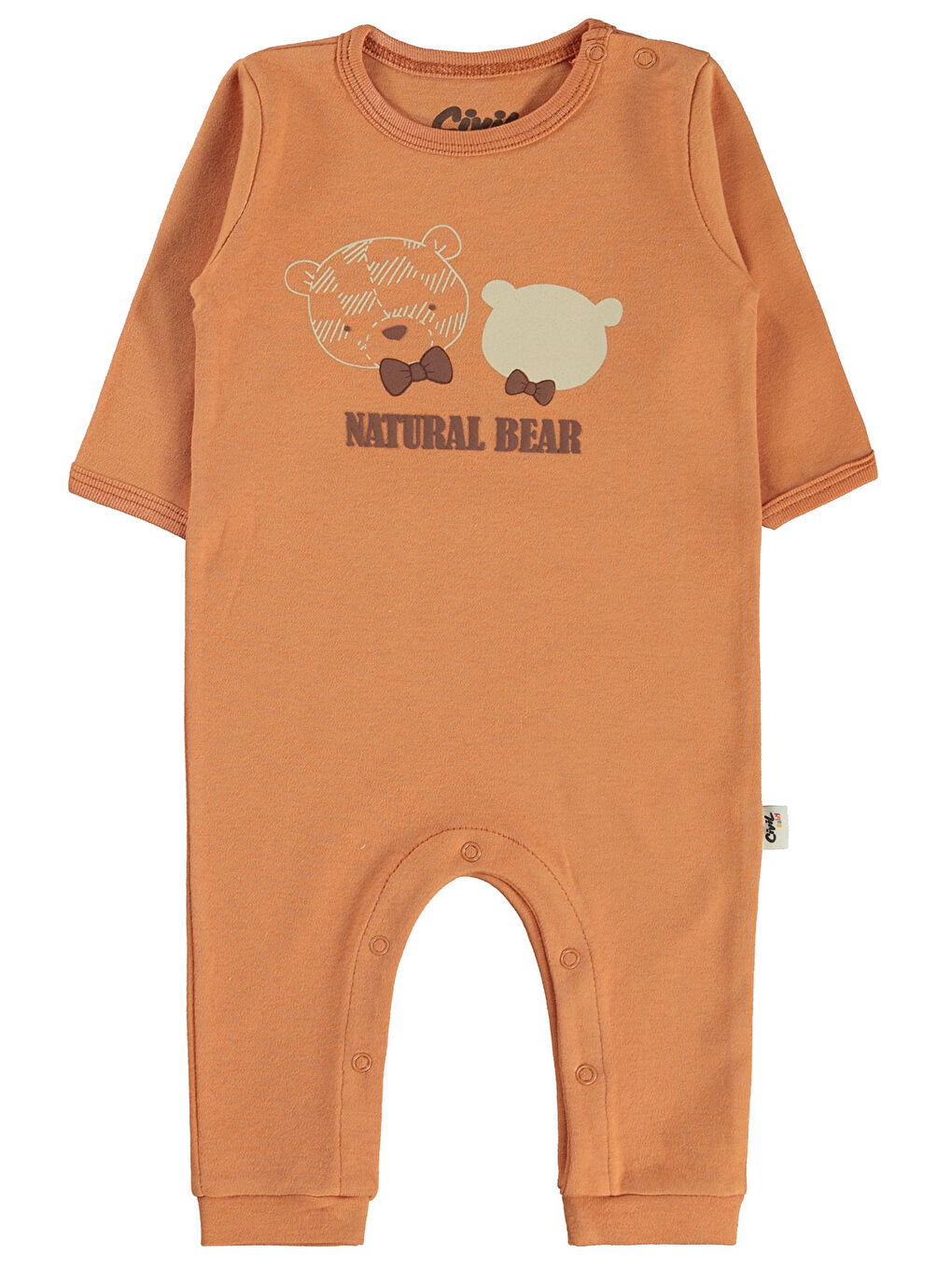 Kahverengi Baby Erkek Bebek 2'li Patiksiz Tulum 3-9 Ay Tarçın-2