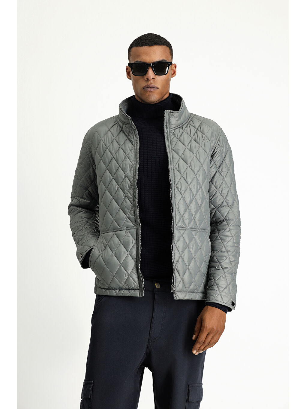 Antrasit Kapitone Spor Şişme Mont-2