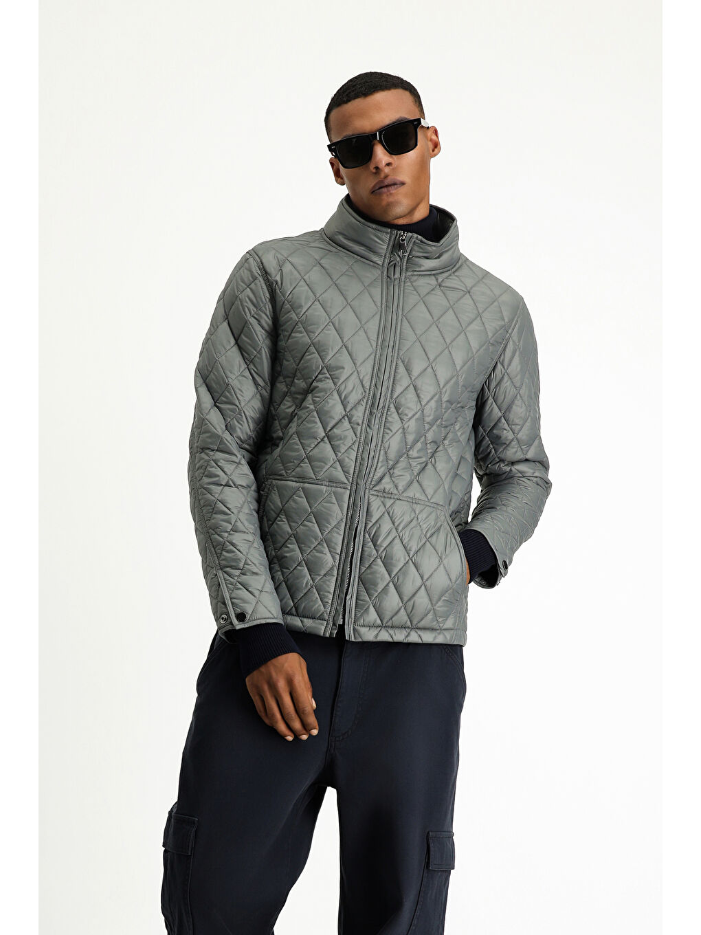 Antrasit Kapitone Spor Şişme Mont-3