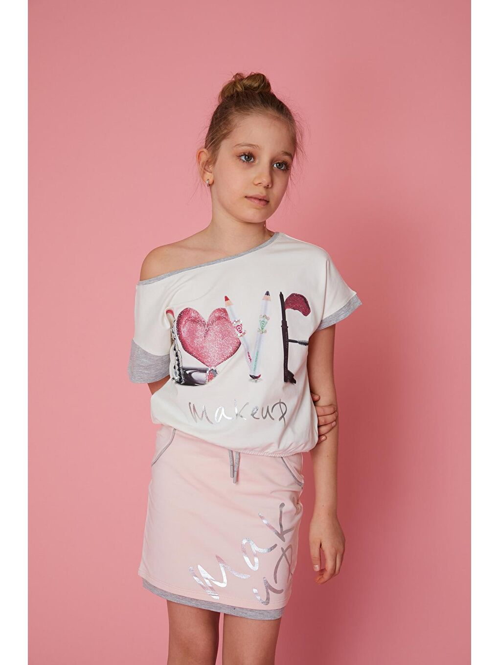 Ekru Kız Çocuk Make Up Bluz-2