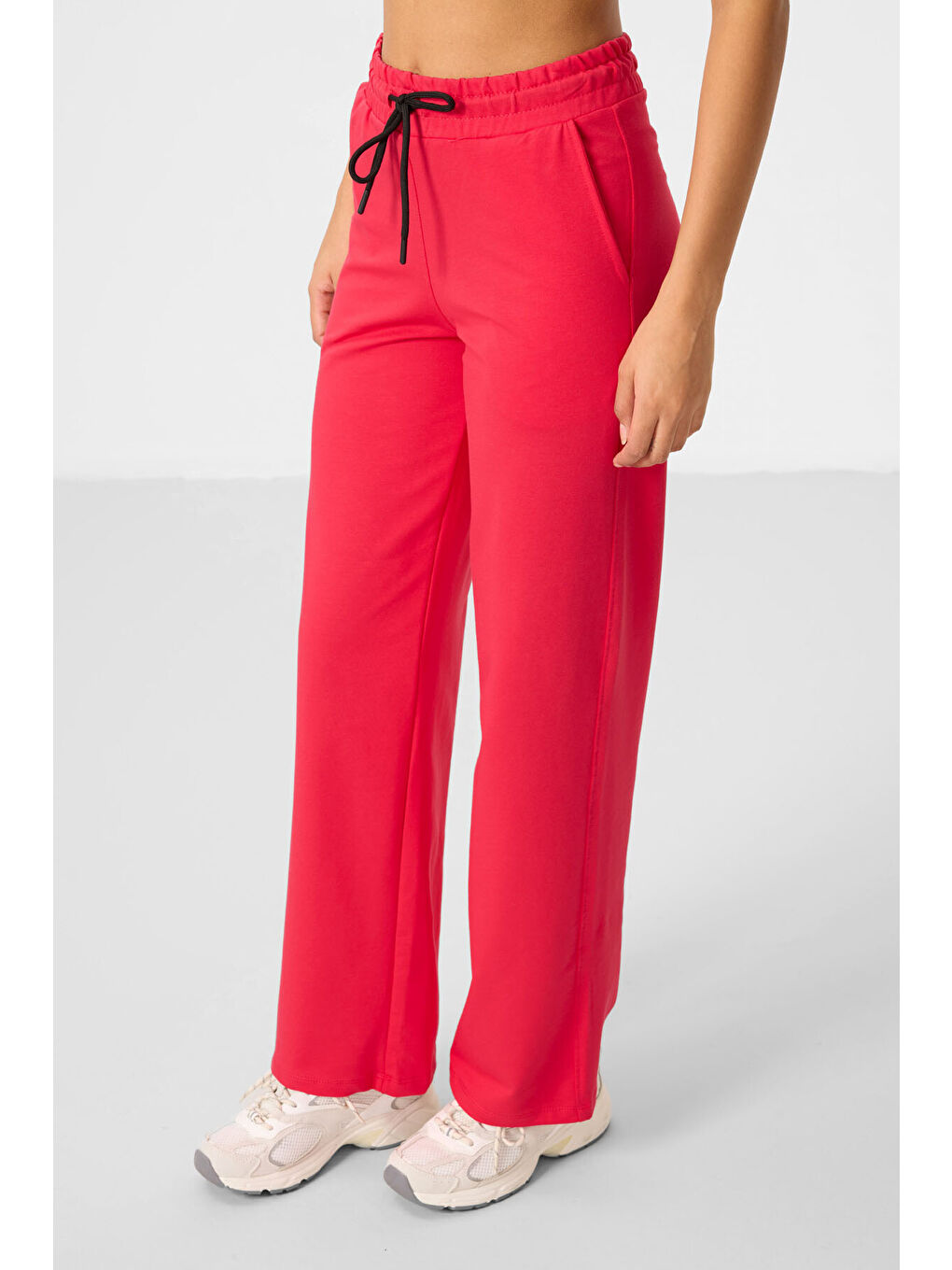 Viva Kırmızı Dik Yaka Fermuarlı Pamuklu Kadın Eşofman Tunik Takım - 95346-2