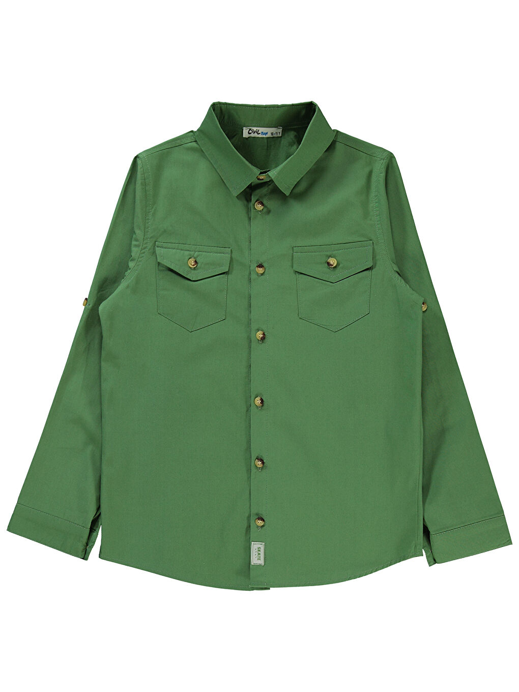 Boys Erkek Çocuk Tişörtlü Gömlek 10-13 Yaş Açık Haki-1